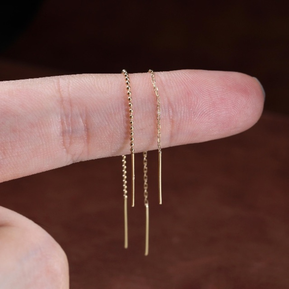 Gorgeous 14k Solid Gold Threader Earrings Minimal… - image 5